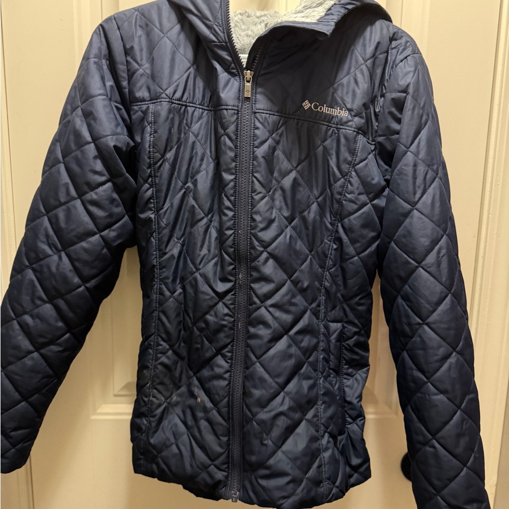 Women’s Columbia quilted insulated hooded jacket —Dark Blue